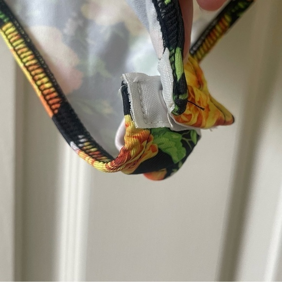 Zara Floral Halter Bodysuit Black Yellow Roses Size S - Picture 7 of 14